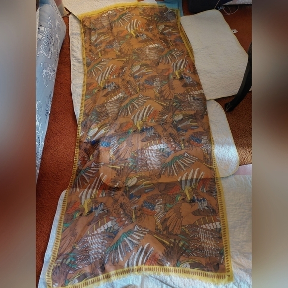 Vintage Italy Fulars Vicose Parakeet Wrap Scarf (long) - Picture 1 of 8